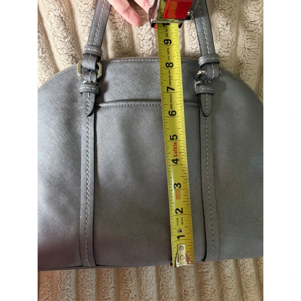 Coach Peyton Cora Domed Satchel Silver Metallic Leather Handbag F25671